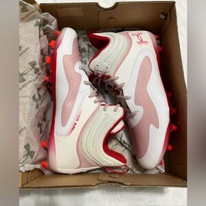 Lacrosse Cleats Under Amour Command MC Mid Red White Men's NEW WITH BOX‎